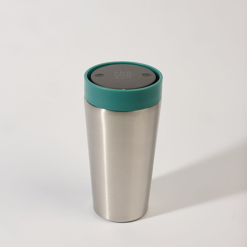 Circular Cup Reusable 12oz 100% Leakproof Stainless Steel Cup Medium - Aquamarine Green