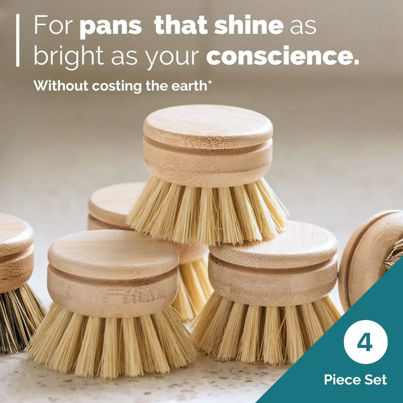 Jungle Culture Reusable Bamboo Dish Brush | Eco Washing Up Cleaning Brushes Soft Bristles