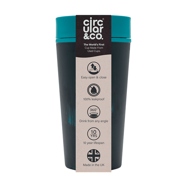 Circular Cup Reusable 12oz 100% Leakproof Cup Medium - Beach Waste & Aqua