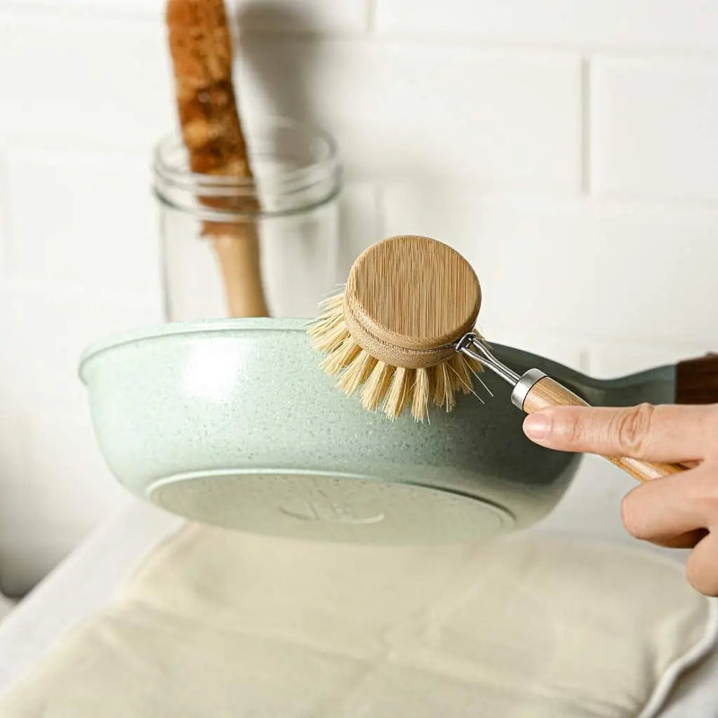 Jungle Culture Reusable Bamboo Dish Brush | Eco Washing Up Cleaning Brushes Soft Bristles