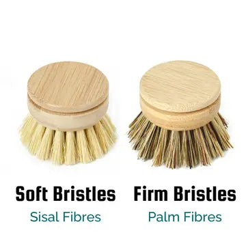 Jungle Culture Replacement Head For Reusable Dish Brush | Bamboo Brushes Soft/firm Bristles