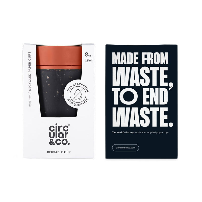Circular Cup Reusable 8oz 100% Leakproof Cup Small - Grey & Sundown Orange