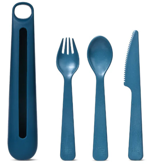 Hip with Purpose Reusable Silicone Cutlery holder with Ocean Bound Cutlery - Jade