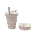 Hunu Collapsible Silicone Cup with Straw – 16oz Warm Grey