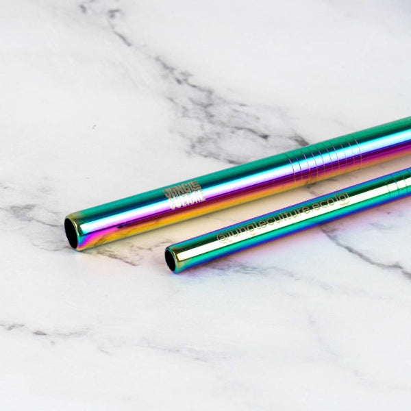 Jungle Culture Stainless Steel Straws, Metal Drinking Straws: Rainbow (Singular)