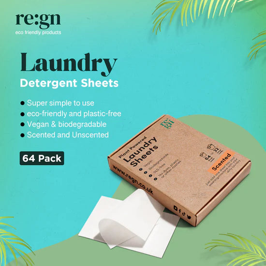 Re:gn Laundry Detergent Sheets - Pack of 64 (Plastic-Free)