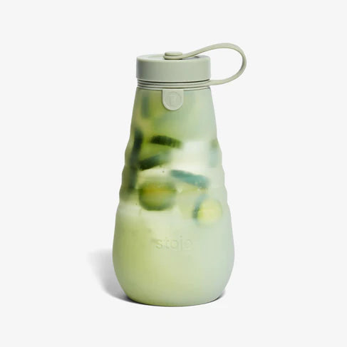 Stojo Collapsible Reusable Bottle 20oz: Sage Translucent