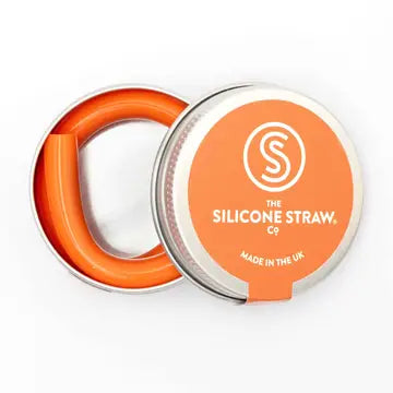 The Silicone Straw Company Reusable Silicone Travel Straw with Carry Tin - ORANGE