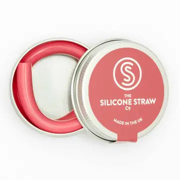 The Silicone Straw Company Reusable Silicone Travel Straw with Carry Tin - ROSE