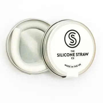 The Silicone Straw Company Reusable Silicone Travel Straw with Carry Tin - WHITE