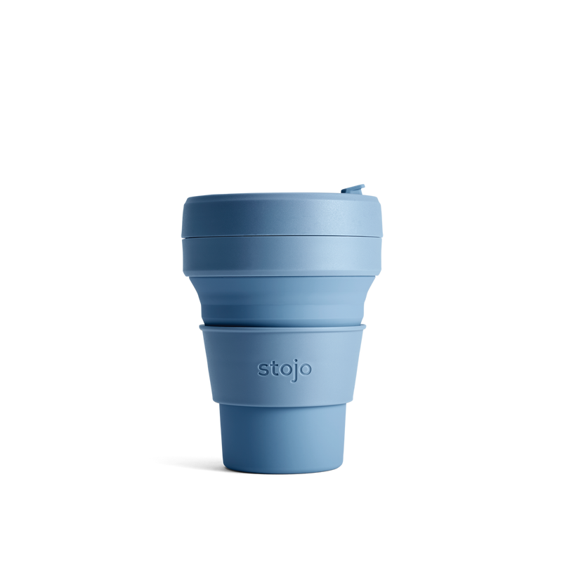 Stojo Brooklyn Pocket 12oz Collapsible Reusable Cup: Steel Blue