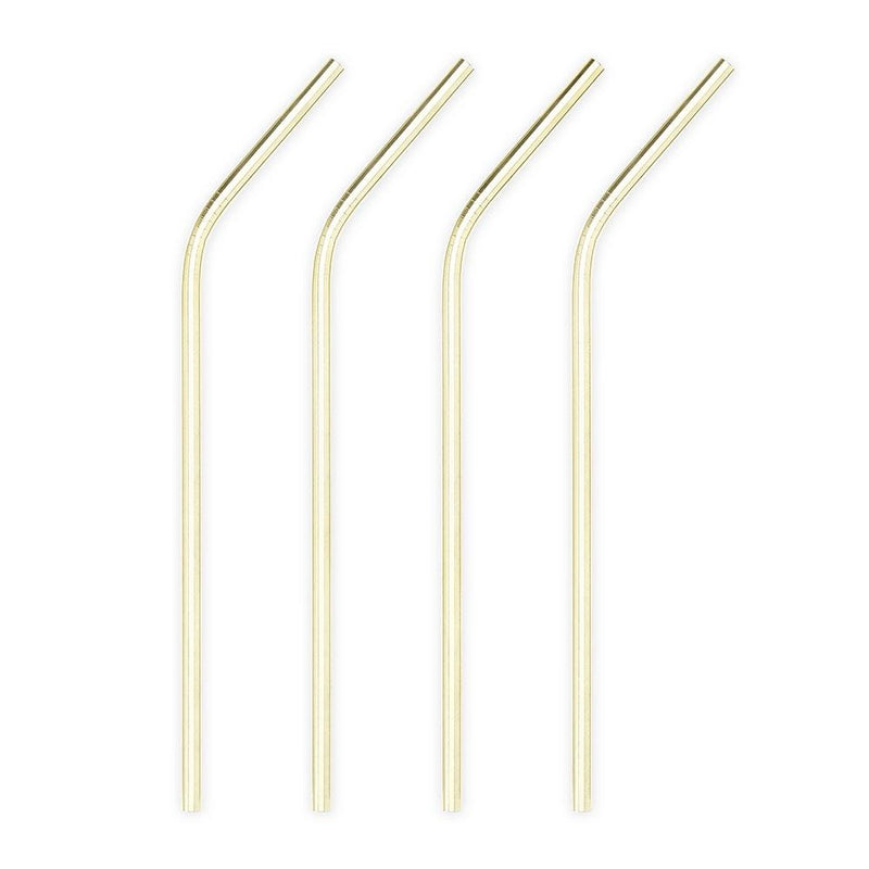 Uberstar Gold Stainless Steel Wide Reusable Drinking Straws with bend