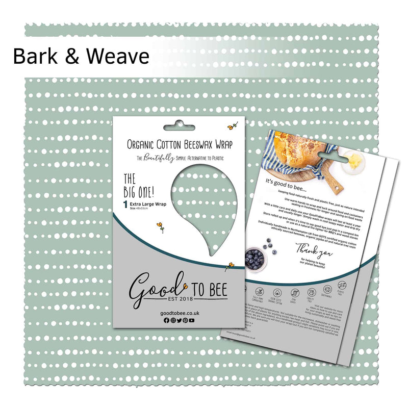 GoodToBee Reusable Beeswax Food Wrap - Extra large Bark & Weave