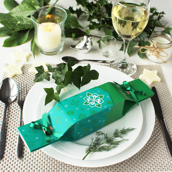 NEW DESIGN Reusable Christmas Crackers: Green Jewel