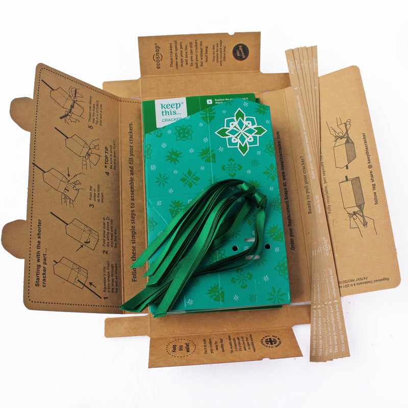 NEW DESIGN Reusable Christmas Crackers: Green Jewel