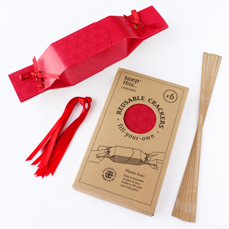 NEW DESIGN Reusable Christmas Crackers: Christmas Red