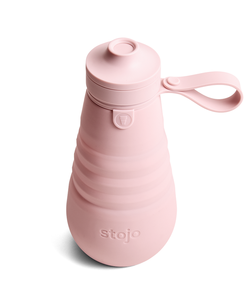 Stojo Collapsible Reusable Sports Bottle 20oz: Carnation