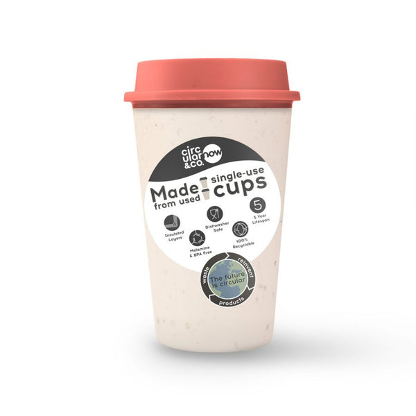 Circular Cup NOW Reusable Cup - Cream and Caught Out Coral