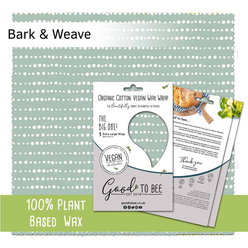 GoodToBee Reusable VEGAN Food Wrap - Extra large Bark & Weave