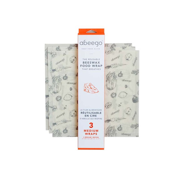 Abeego Beeswax Reusable Food Wraps - Pack of 3 Medium