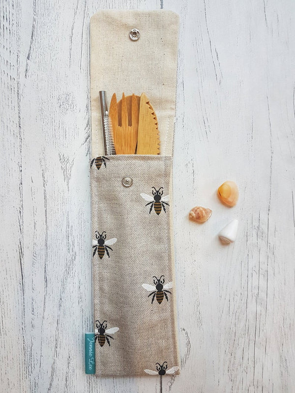 Reusable Cutlery Pouch - Bees