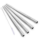 Bunkoza Stainless Steel Straight Reusable Drinking Straws - 6mm regular, brush and pouch