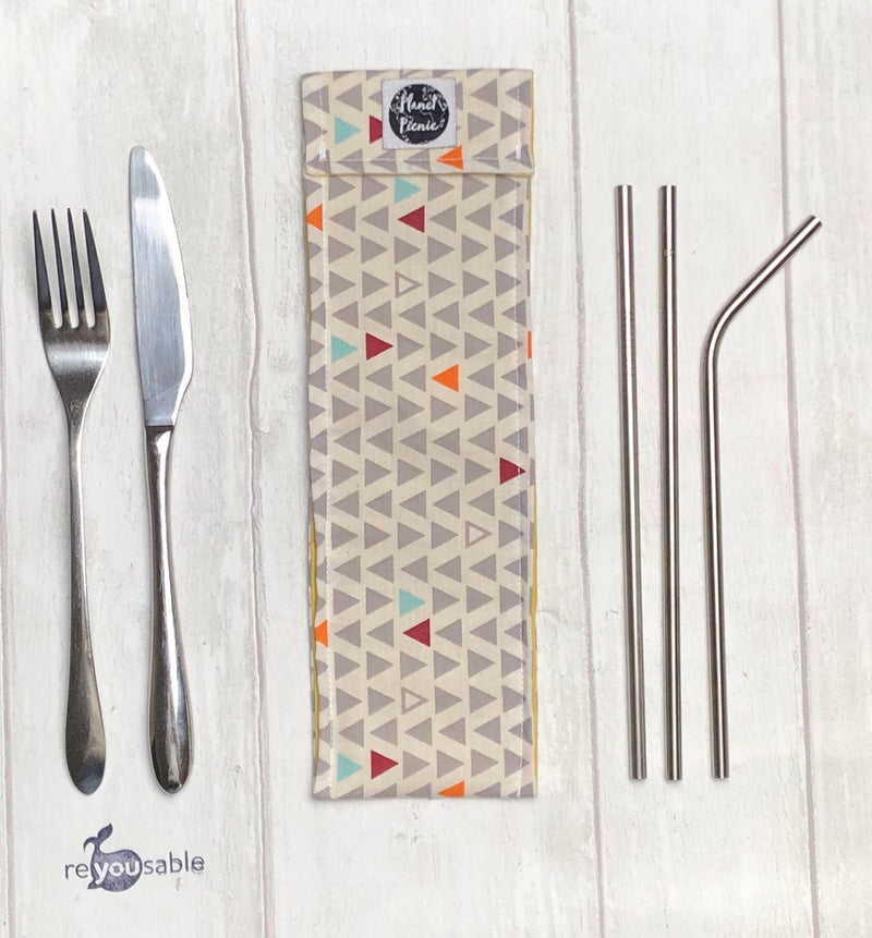 Planet Picnic Reusable Straw/Cutlery Bag: Scandi Triangles