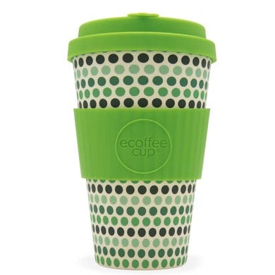 Ecoffee Reusable Cup Large: Green Polka