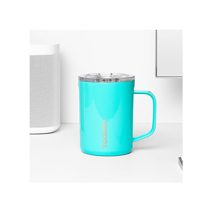 Corkcicle Reusable Mug with Handle: Gloss Turquoise