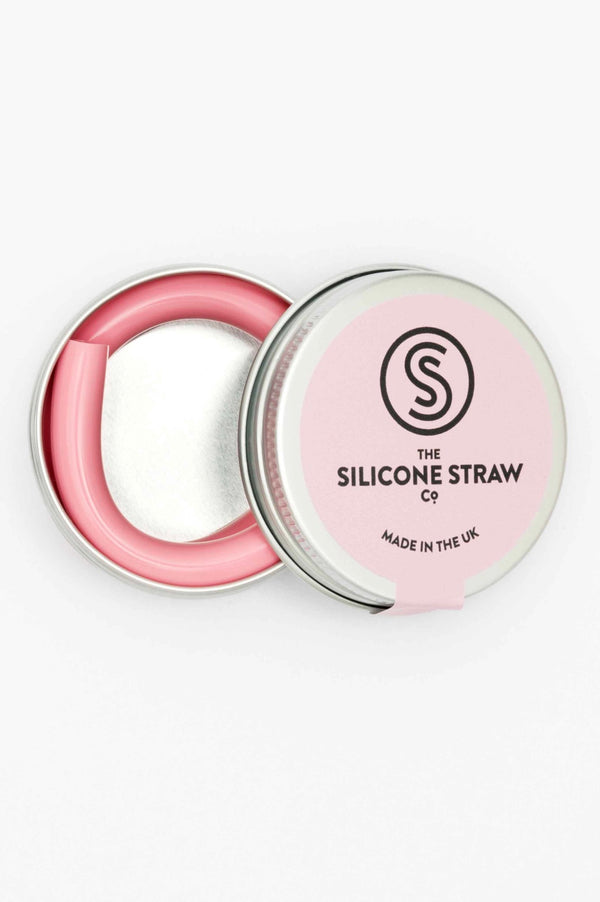 Reusable Silicone Travel Straw with Carry Tin - PALE PINK
