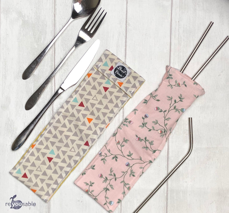 Planet Picnic Reusable Straw/Cutlery Bag: Scandi Triangles