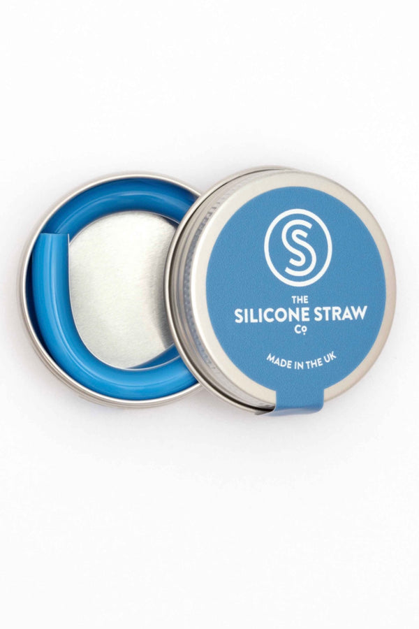 Reusable Silicone Travel Straw with Carry Tin - BLUE