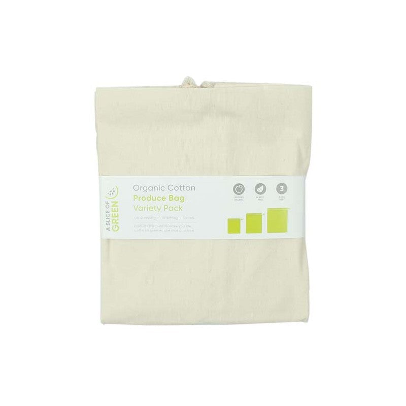 A Slice of Green organic cotton produce Bags - Variety pack set of 3