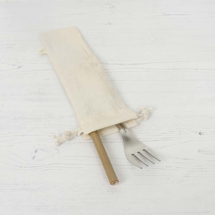 A Slice of Green Organic Cotton Reusable Straw/Cutlery Bag